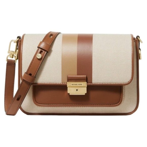 Michael Michael Kors Bradshaw Striped Messenger Bag New With Defects